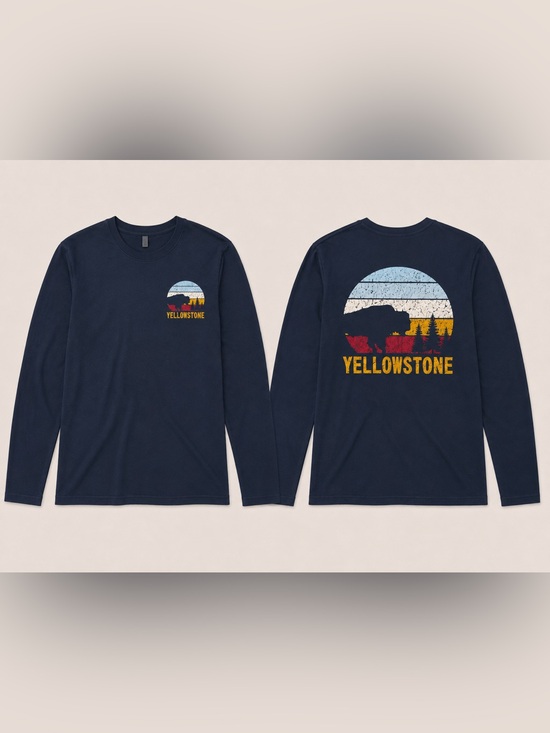 Next Level Apparel Other - Yellowstone Men's Navy Long-Sleeve Graphic Tee
